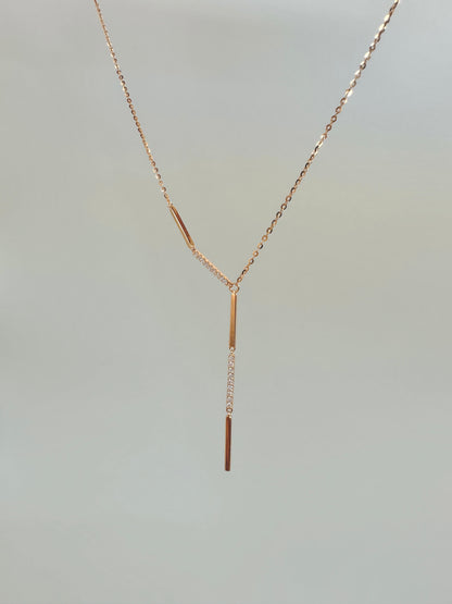 [S925 Silver] Rainfall Romance - Rose Gold Necklace