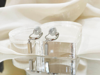 Silver Bar Hoop Earrings