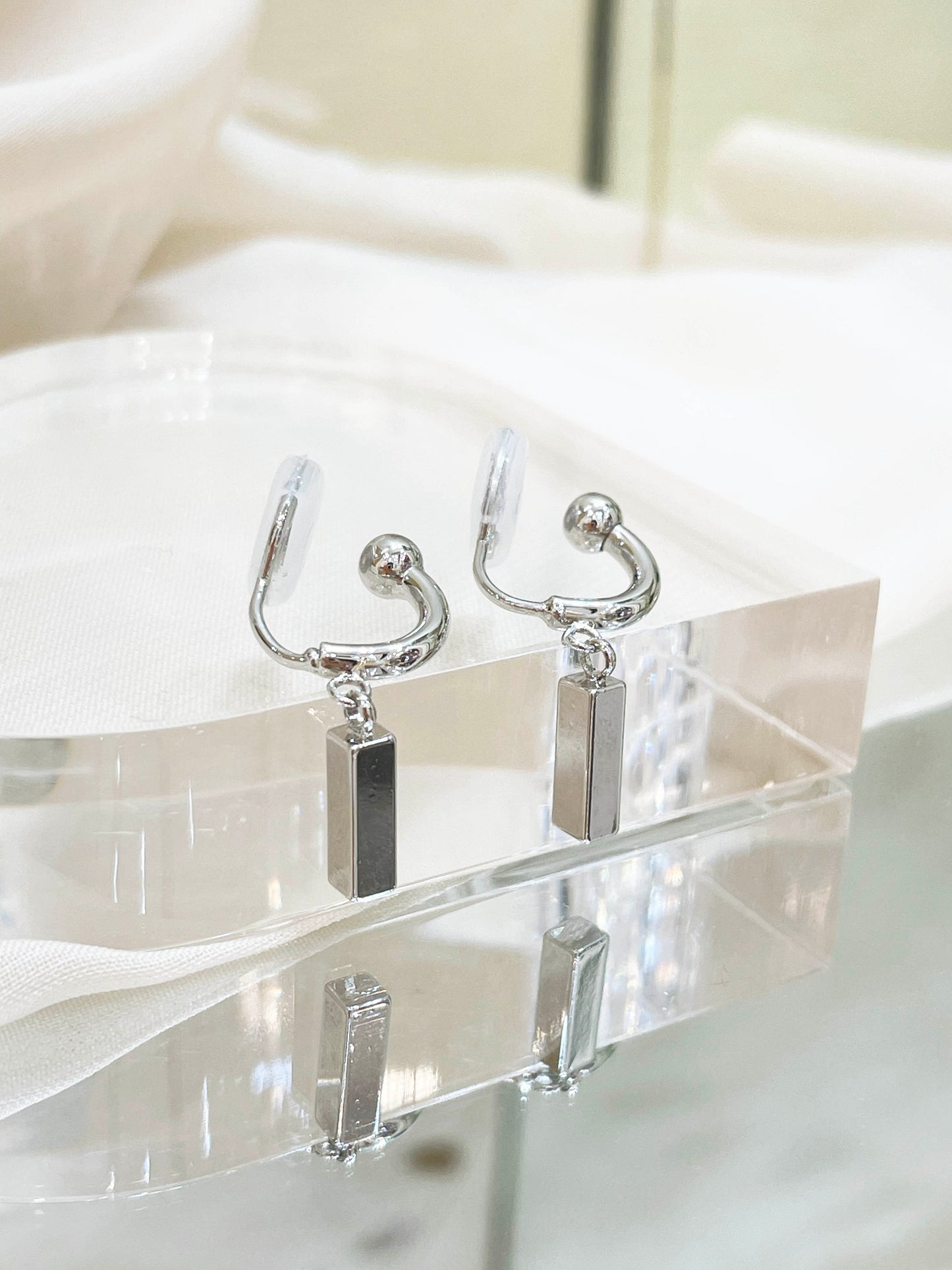 Silver Bar Hoop Earrings