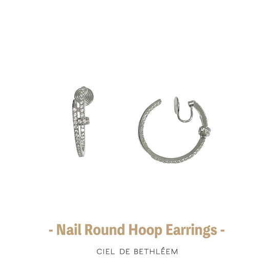 Nail Round Hoop Earrings