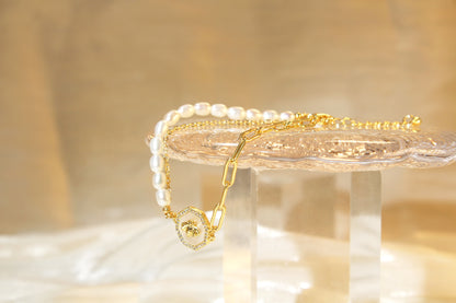 Honey Bee Chain Pearl Bracelet - Freshwater Pearl