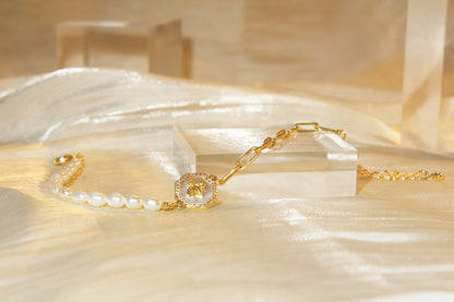 Honey Bee Chain Pearl Bracelet - Freshwater Pearl