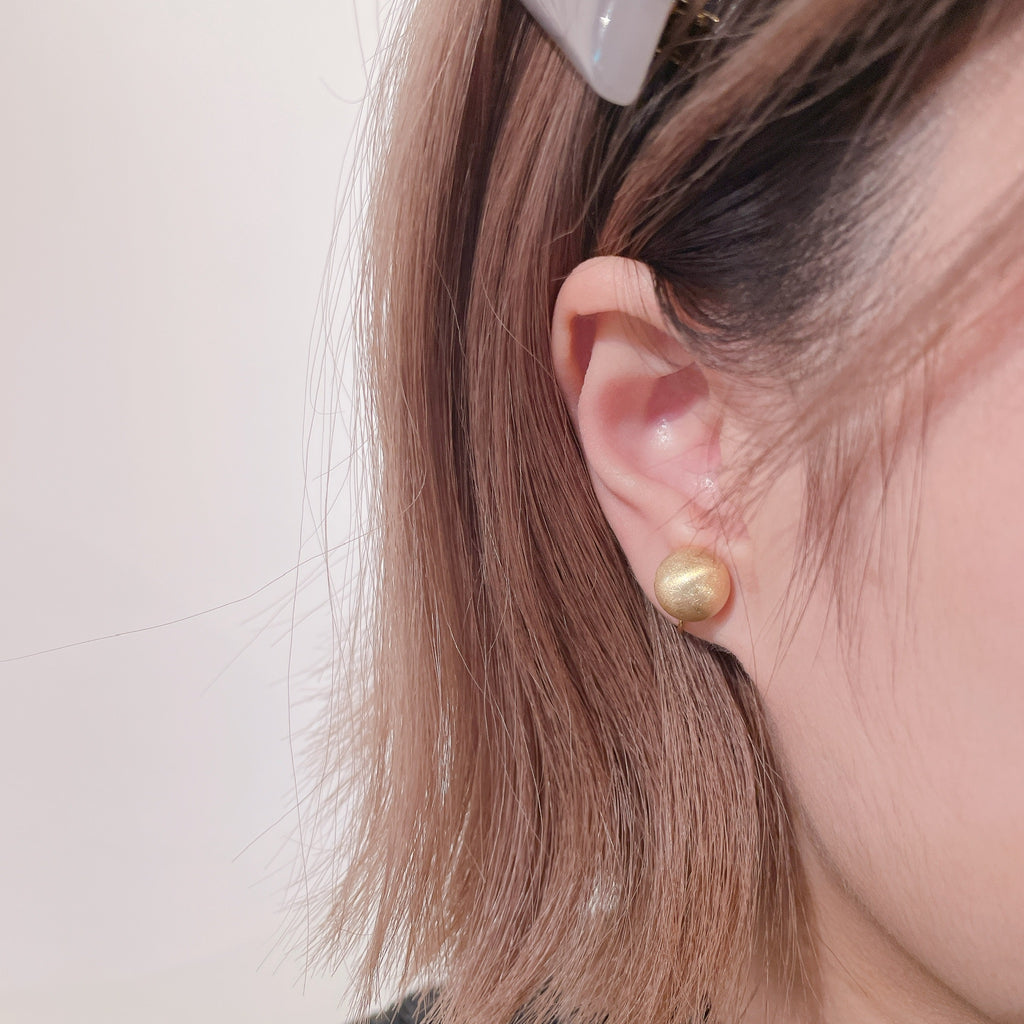 拉絲珠耳環 (10mm/7.8mm)