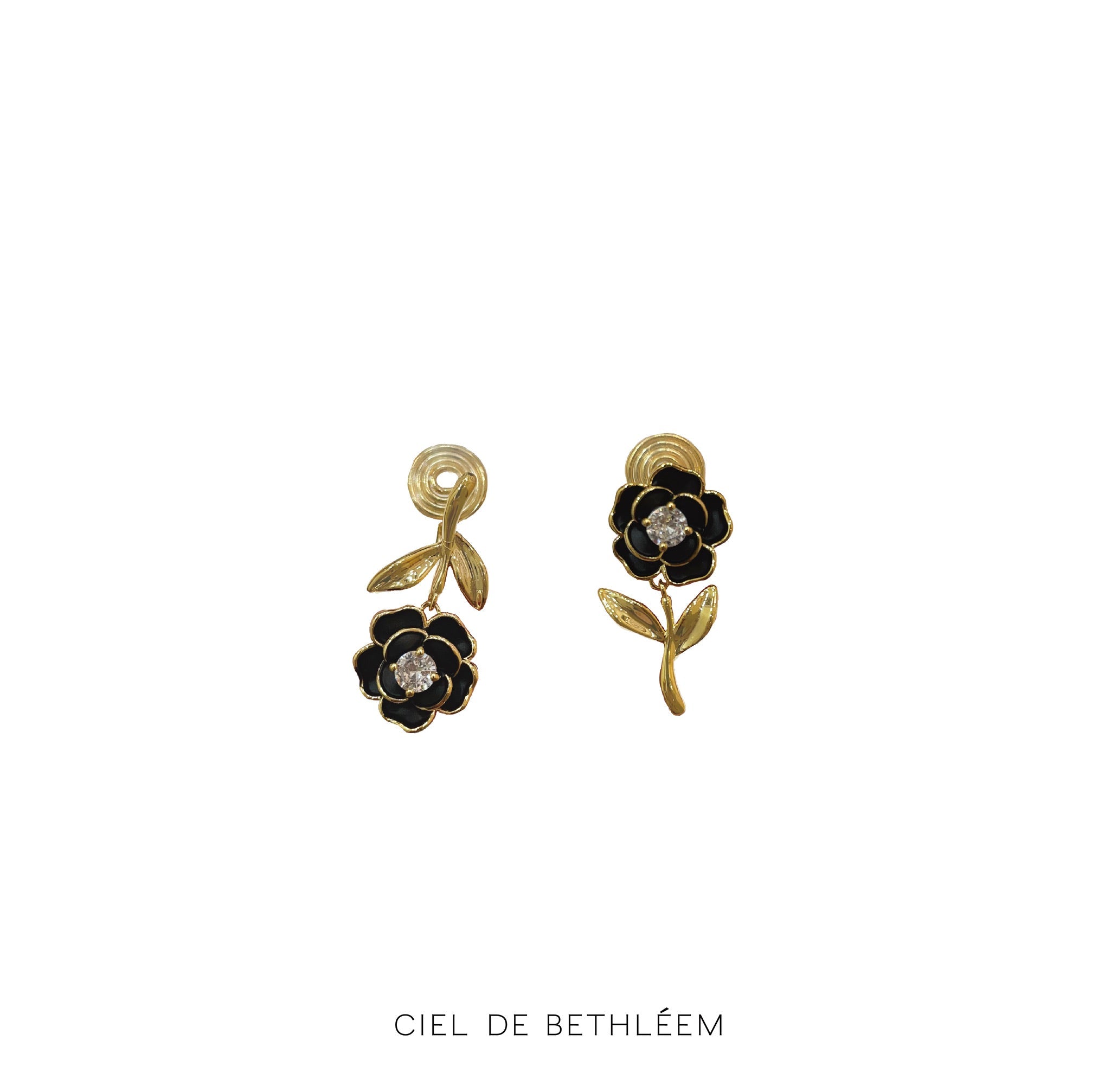Camellia Black Earrings