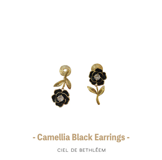 Camellia Black Earrings