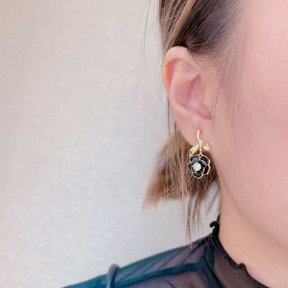 Camellia Black Earrings